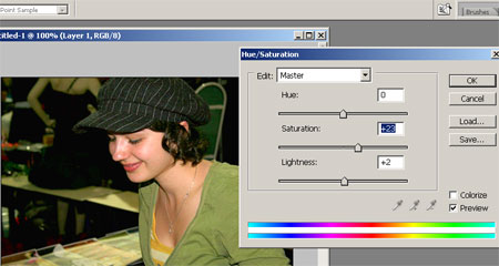 Hue/saturation i photoshop